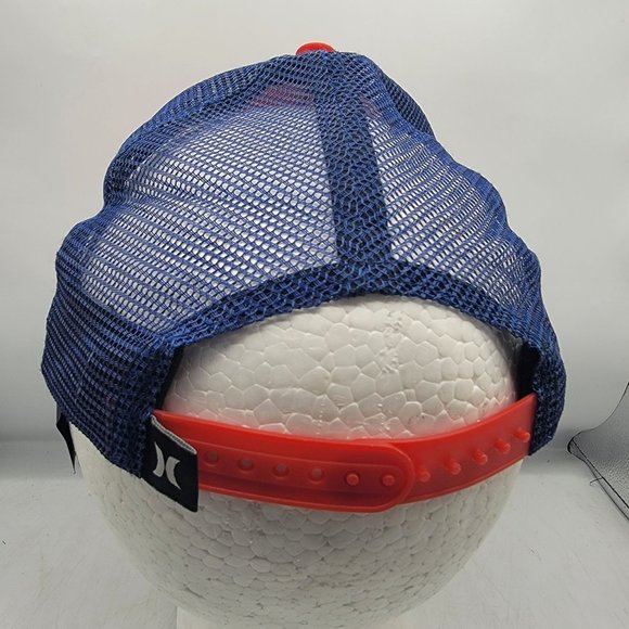 Hurley Mens One and Only Square Trucker Hat Cap Red Blue Breathable Comfort - Picture 3 of 9